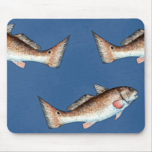 Redfish och Redfishsvanar (blått) Musmatta