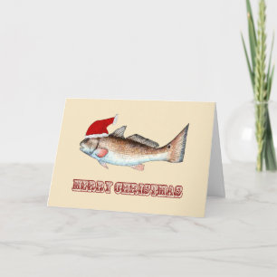 Redfish Santa Hat God jul Helgkort