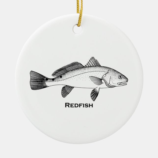 Redfishillustration Julgransprydnad Keramik (Framsidan)