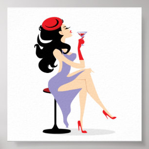 REDHAT09 FASHIONISTA DIVA RED HAT HEELS LILA DRE POSTER