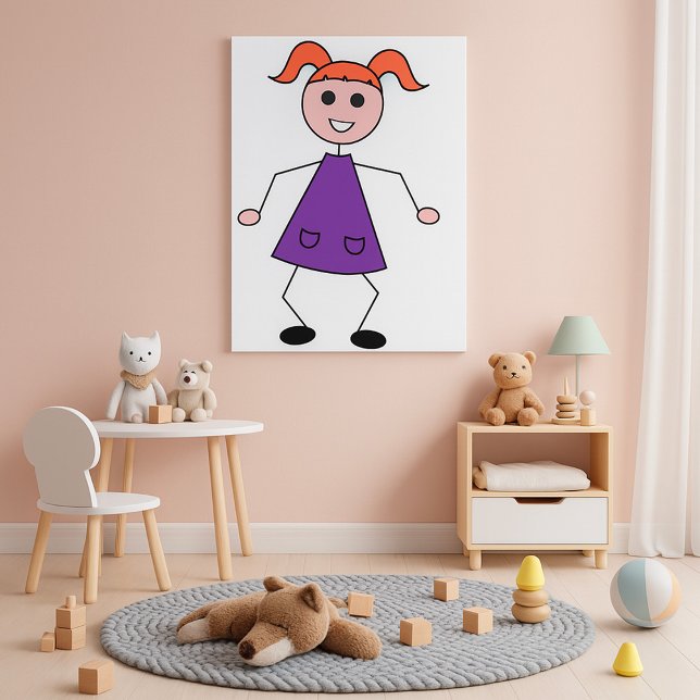 Redhead Girl Stick Figure in Purple Dress Poster (Skapare uppladdad)