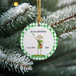 Redhead Junior Girl Scouting Grönt Diamond Shape Julgransprydnad Keramik