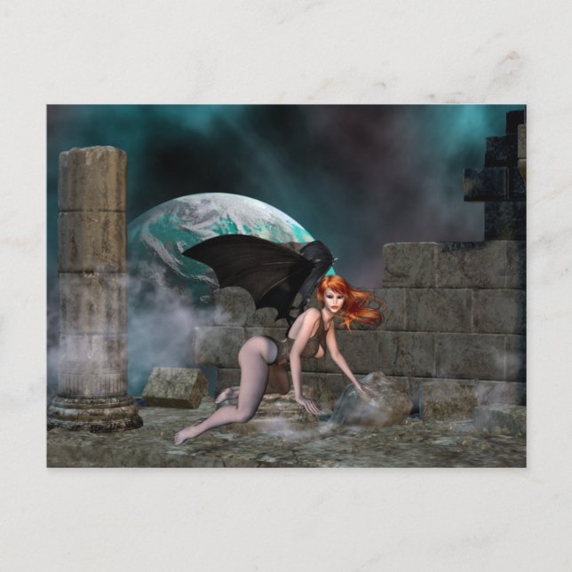 Redhead Vampress 1 - Fantasy/Vampire Postcard Vykort (Framsida)