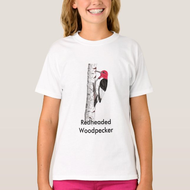 Redhead Woodpecker på Kids T-Shirt (Framsida)