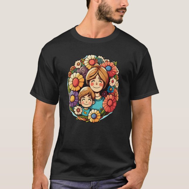 Redheaded Mother And Son Embracing Surrounded By F T Shirt (Framsida)