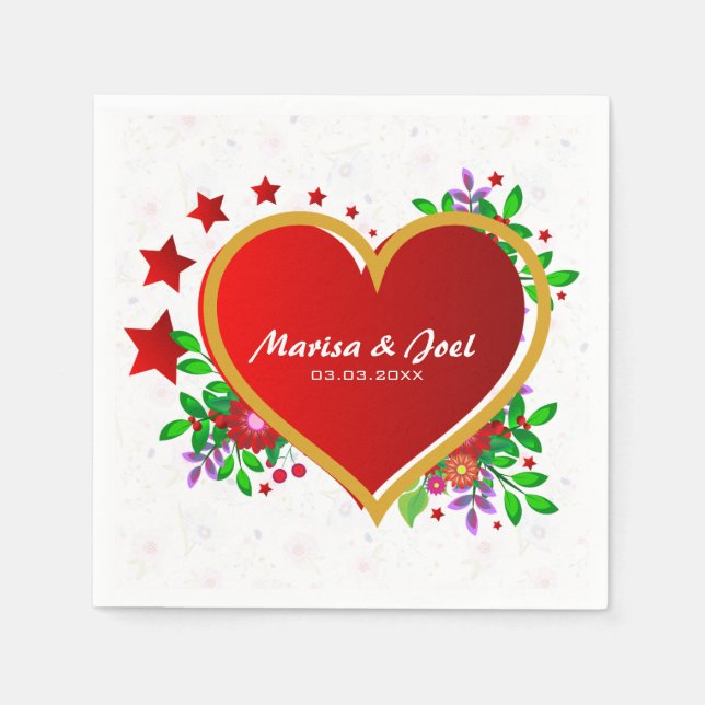 RedHeart över ömtåliga blommor Pappersservett (Framsidan)
