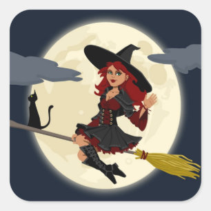 REDHEATED HALLOWEEN WITCH FYRKANTIGT KLISTERMÄRKE