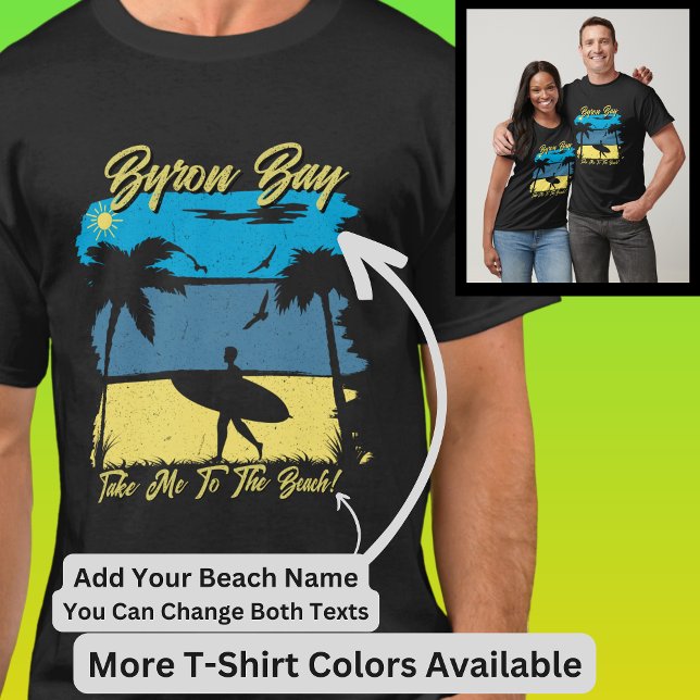 Redigera all text - Beach Namn Surfer Blue Vatten  T Shirt (Skapare uppladdad)