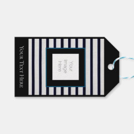 Redigera anpassningsbar för svart och vit rand-Mär Presentetikett