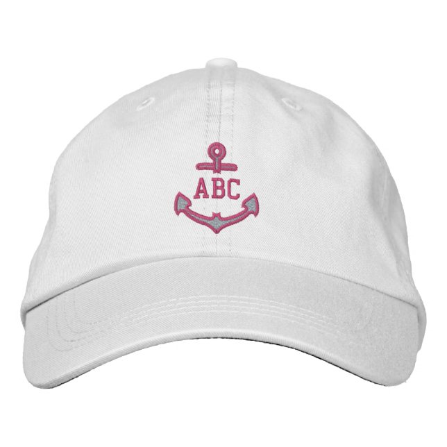 Redigera din Nautical Monogram Anchor 123 tecken Broderad Keps (Framsida)