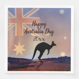 Redigera Flagga Kangaroo Australiendag Pappersservett