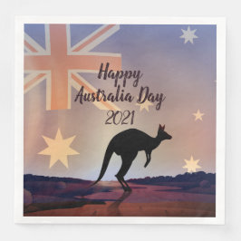Redigera Flagga Kangaroo Australiendag Pappersservett