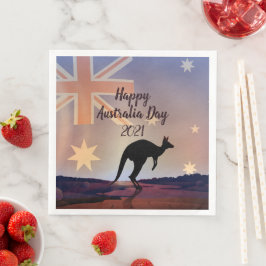 Redigera Flagga Kangaroo Australiendag Pappersservett