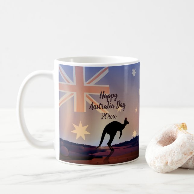 Redigera Flagga Kangaroo Australiendagen Kaffemugg (Med munk)