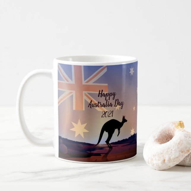 Redigera Flagga Kangaroo Australiendagen Kaffemugg (Med munk)