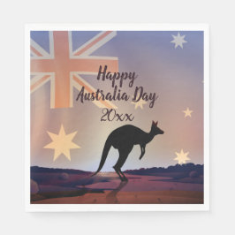 Redigera Flagga Kangaroo Australiendagen Pappersservett