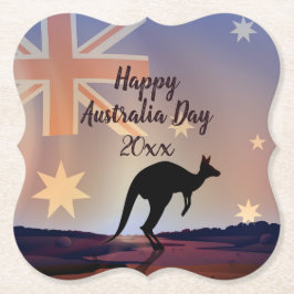 Redigera Flagga Kangaroo Australiendagen Underlägg Papper