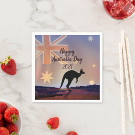 Redigera Flagga Kangaroo Australiendagskvot Pappersservett