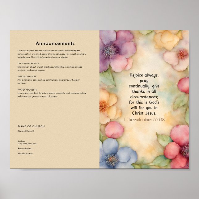 Redigera, hämta kyrkbulletin poster (Framsidan)