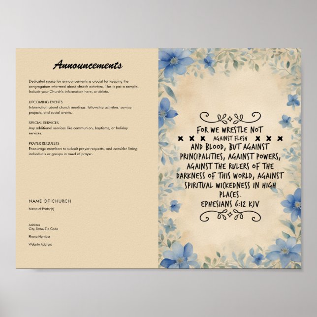 Redigera, hämta kyrkbulletin poster (Framsidan)