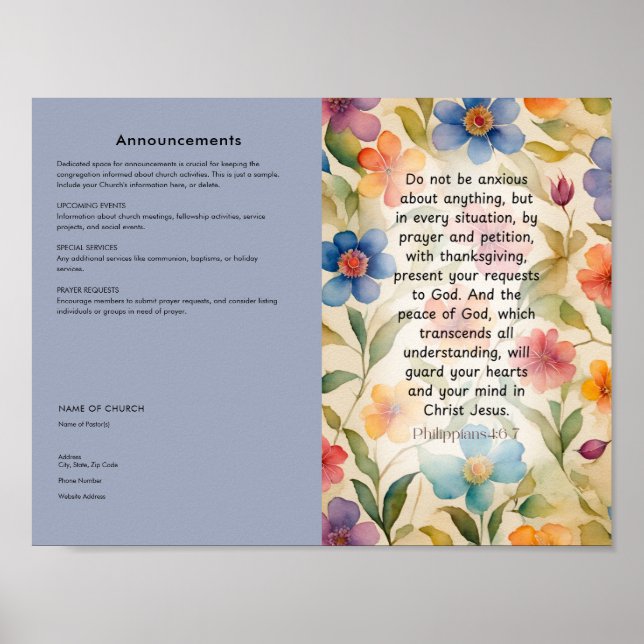 Redigera, hämta kyrkbulletin poster (Framsidan)