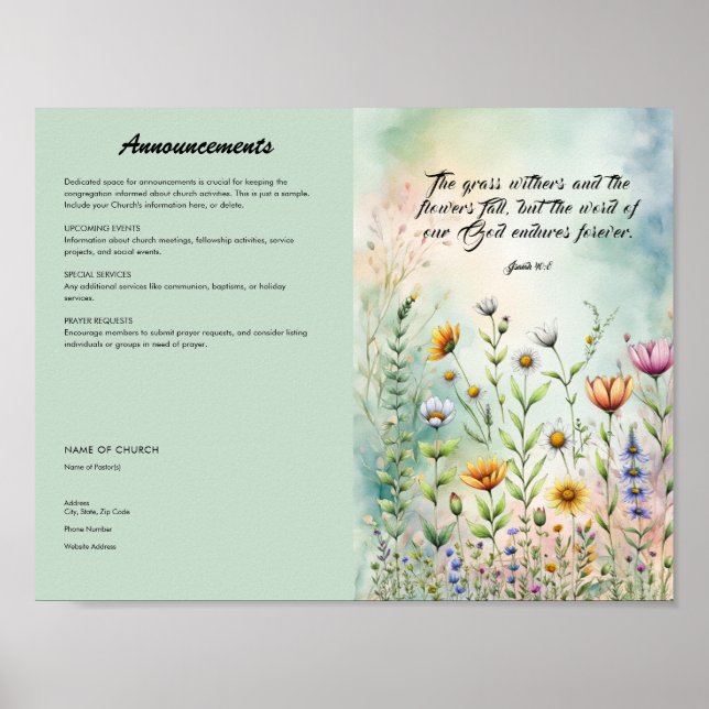 Redigera, hämta Poster för kyrkbulletin (Framsidan)