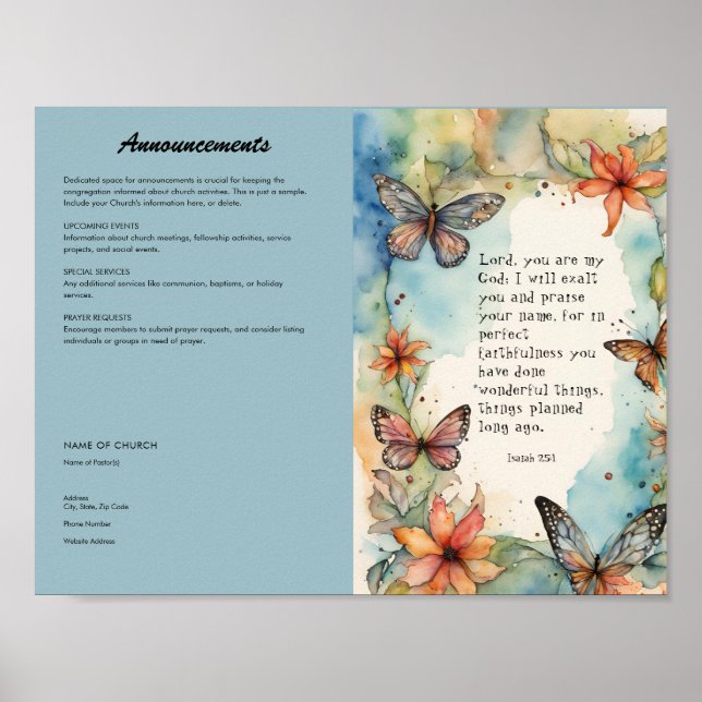 Redigera, hämta Poster för kyrkbulletin (Framsidan)