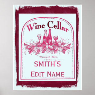 Redigera Namn-ändringstext för Vin Cellar-tecken Poster