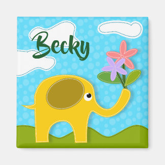 Redigera Namn Cutesy & Roligt Barn Artsy Elephant Magnet