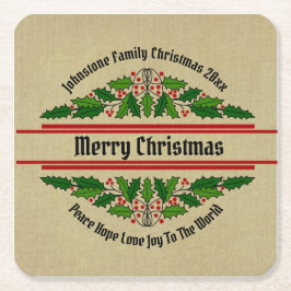 Redigera Namn-text matchande jul 20xx Holly Underlägg Papper Kvadrat