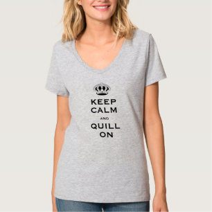Redigera QUILL, Behålla Lugn V-Nacke-kvinnor T Shirt