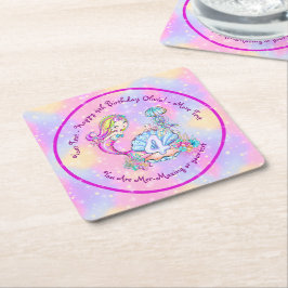 Redigera text anpassa sjöjungfru 4e födelsedagen underlägg papper kvadrat