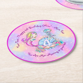 Redigera text anpassa sjöjungfru 4e födelsedagen underlägg papper rund