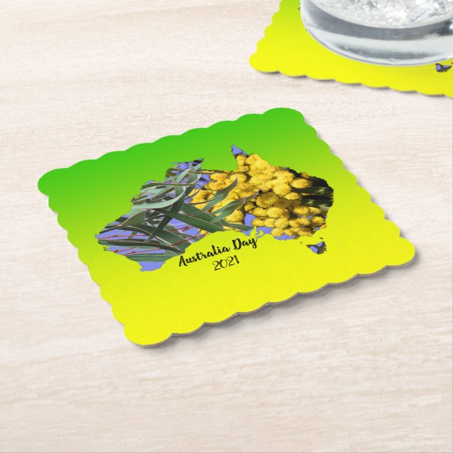 Redigera text Australien dag Gummitblad Wattle Underlägg Papper (Vinklad)