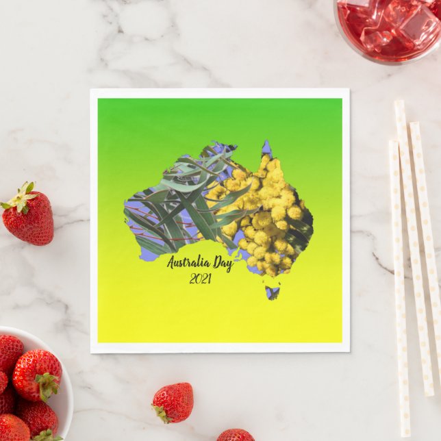 Redigera text Australiens dag Gum Löv Wattle Lunch Pappersservett (Insitu)