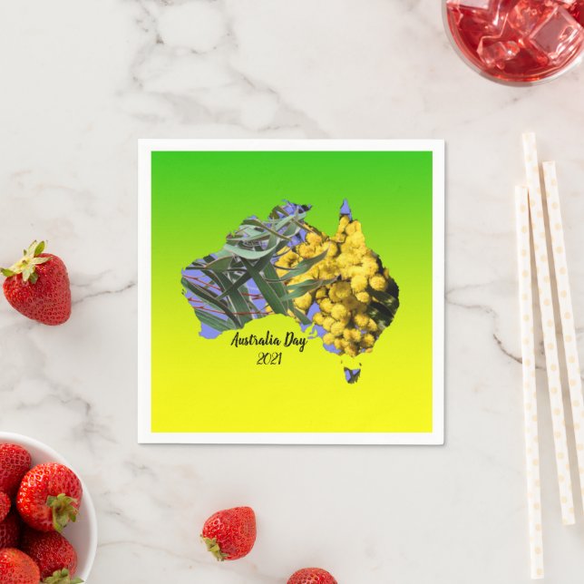 Redigera text Australiens dagbok Gum Löv Wattle Co Pappersservett (Insitu)