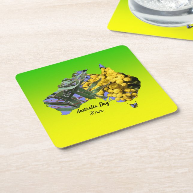 Redigera text Australiens daggstävling Löv Underlägg Papper Kvadrat (Vinklad)