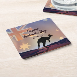 Redigera Text Flagga Känguru Australien Dag Fyrkan Underlägg Papper Kvadrat