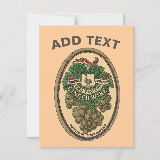 Redigera text för tidigare ingefärg-Vin-etikett Inbjudningar (Framsida)