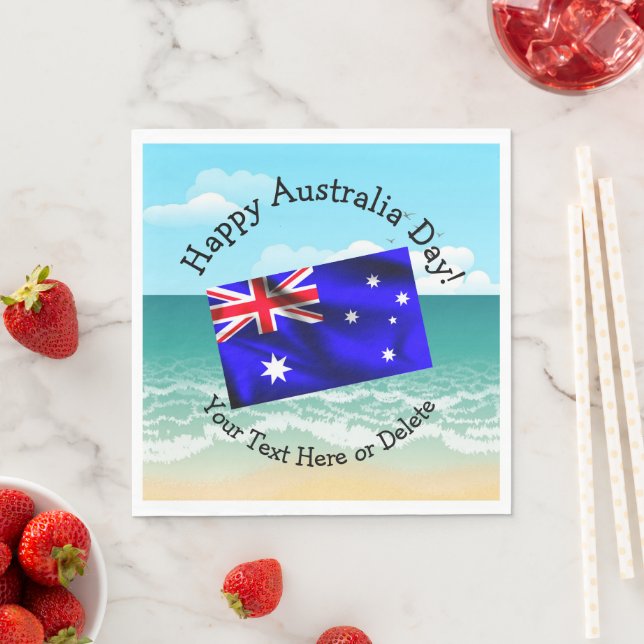 Redigera text Glad australiens dag Flagga Ocean St Pappersservett (Insitu)