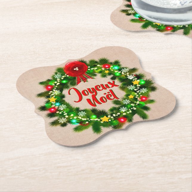 Redigera text Joyeux Noël Underlägg Papper (Vinklad)
