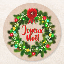 Redigera text Joyeux Noël Underlägg Papper Rund