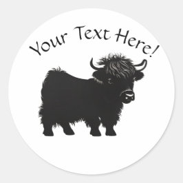 Redigera text Namn i Cute Highland Cow Calf Runt Klistermärke