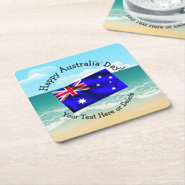 Redigera text som matchar Australia Day Flag Beach Underlägg Papper Kvadrat (Vinklad)