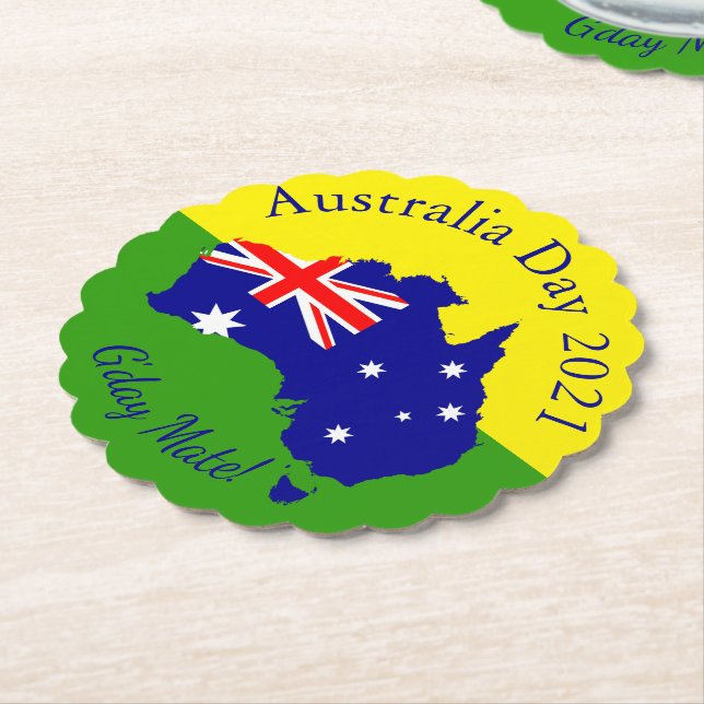 Redigera text som matchar Australien-dagen Round Underlägg Papper (Vinklad)