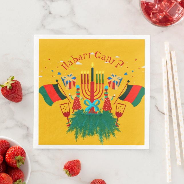 Redigera text som matchar Kwanzaa-fest Pappersservett (Insitu)
