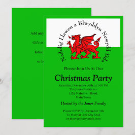 Redigera text Welsh Flagga Red Dragon-jul Inbjudningar