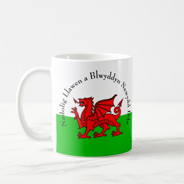 Redigera text Welsh Flagga Red Dragon-jul Kaffemugg (Vänster)