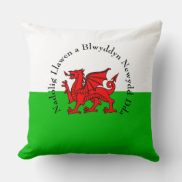 Redigera text Welsh Flagga Red Dragon-jul Kudde