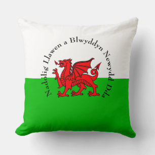 Redigera text Welsh Flagga Red Dragon-jul Kudde